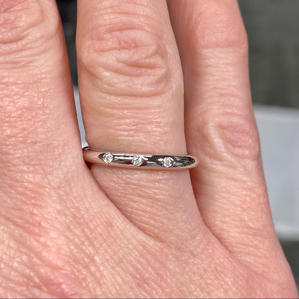 3 Stone Diamond Moissanite Stacking Wedding Band Ring